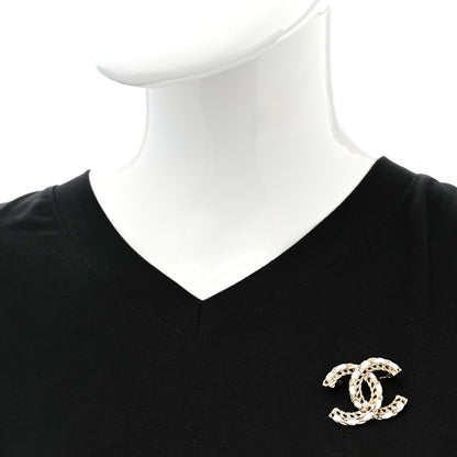 Chanel Lambskin CC Chain Brooch White Gold 2 of 6