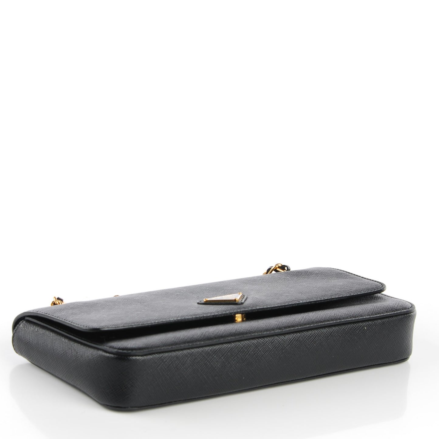Saffiano Lux Chain Shoulder Bag Black