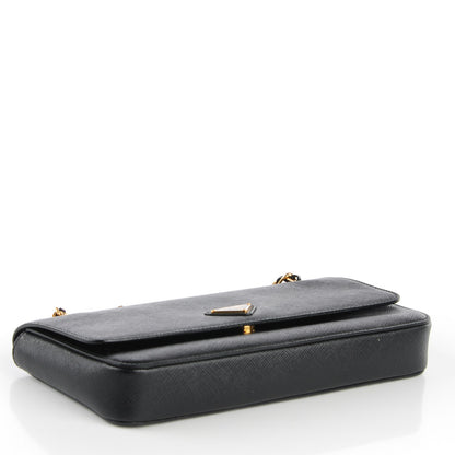 Prada Saffiano Lux Chain Shoulder Bag Black 4 of 10