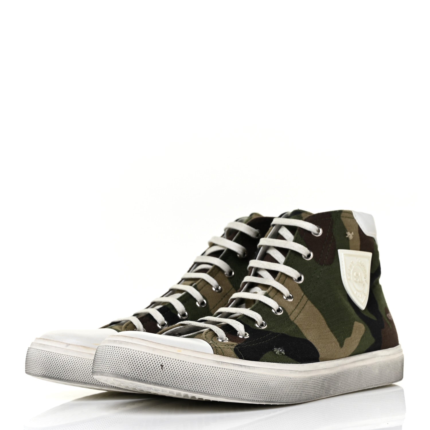 Saint Laurent Distressed Canvas Camouflage Print Bedford Hightop Sneakers 41 3 of 10