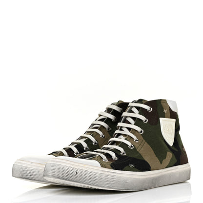 Saint Laurent Distressed Canvas Camouflage Print Bedford Hightop Sneakers 41 3 of 10