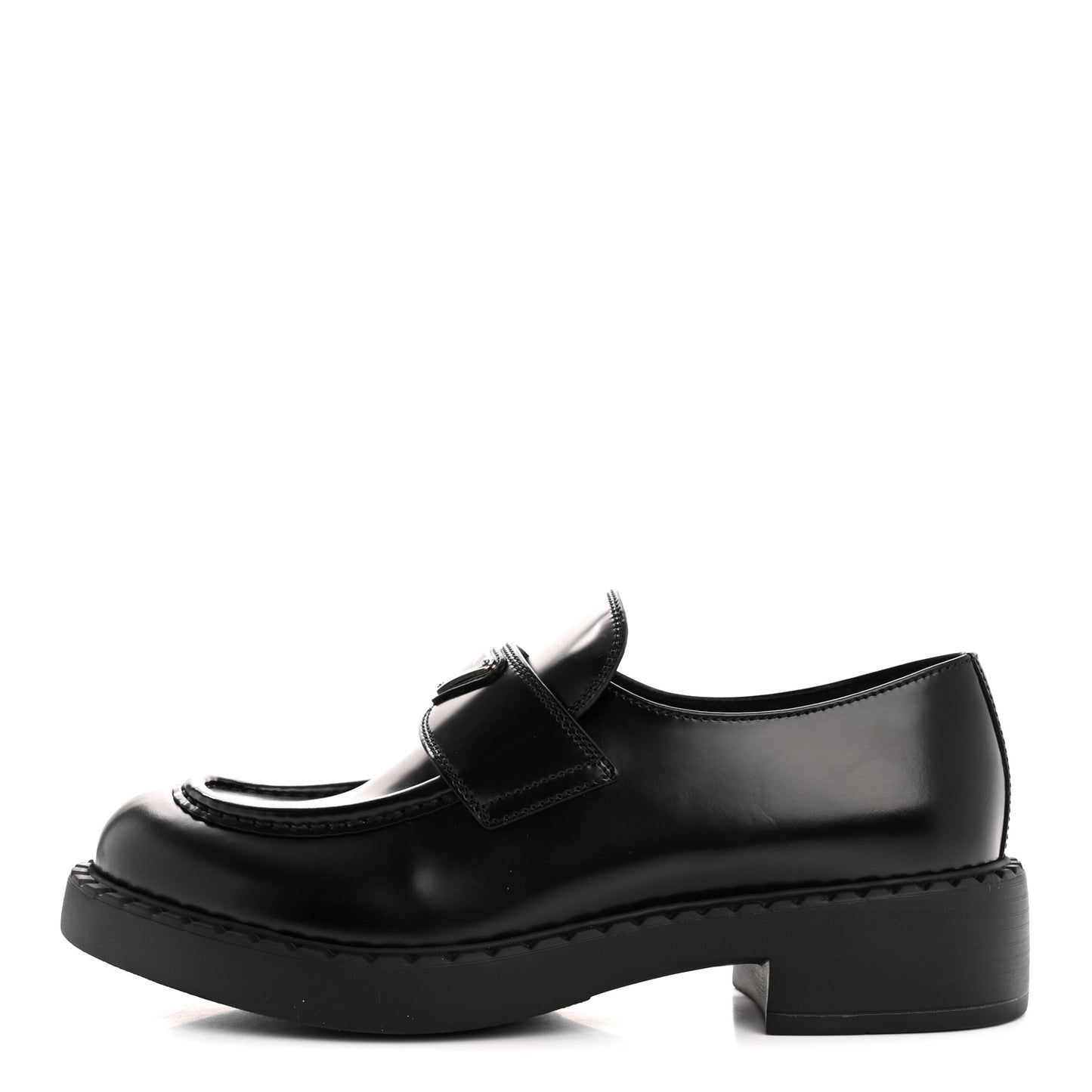 Spazzolato Metal Triangle Logo 50mm Loafers 40.5 Black
