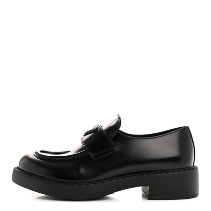 Prada Spazzolato Metal Triangle Logo 50mm Loafers 40.5 Black 1 of 10