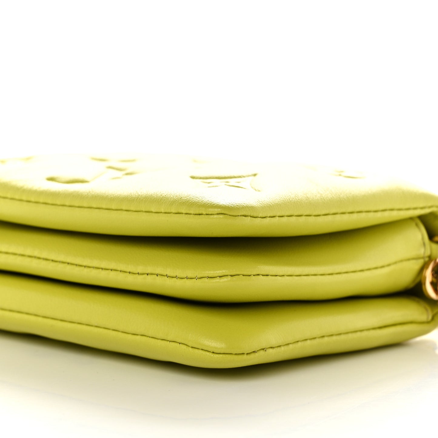 Lambskin Embossed Monogram Coussin Belt Vert Acide