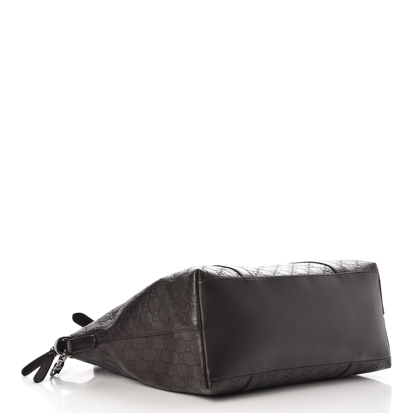 Guccissima Large GG Charm Convertible Dome Satchel Dark Brown