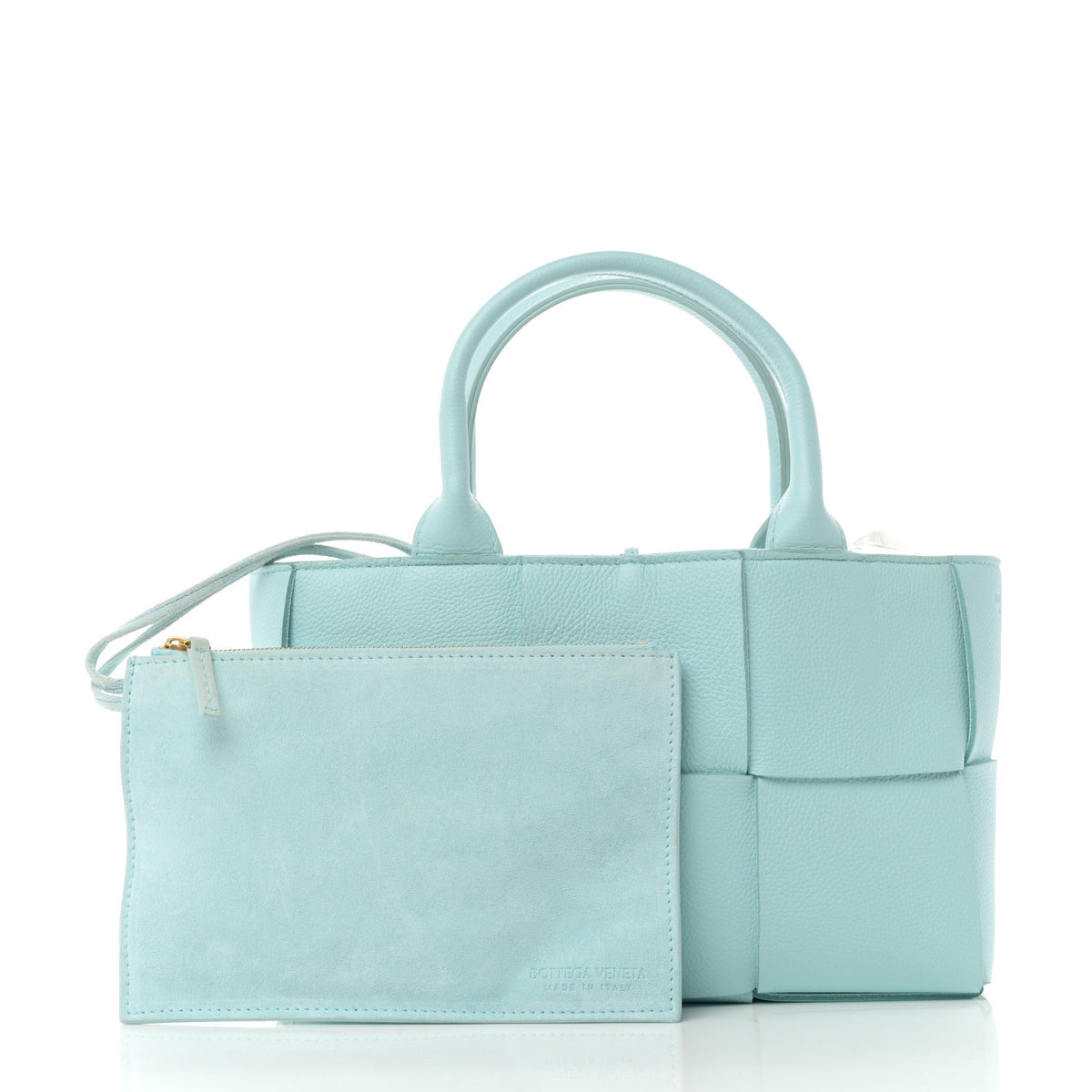 Grained Calfskin Maxi Intrecciato Mini Arco Tote Pale Blue