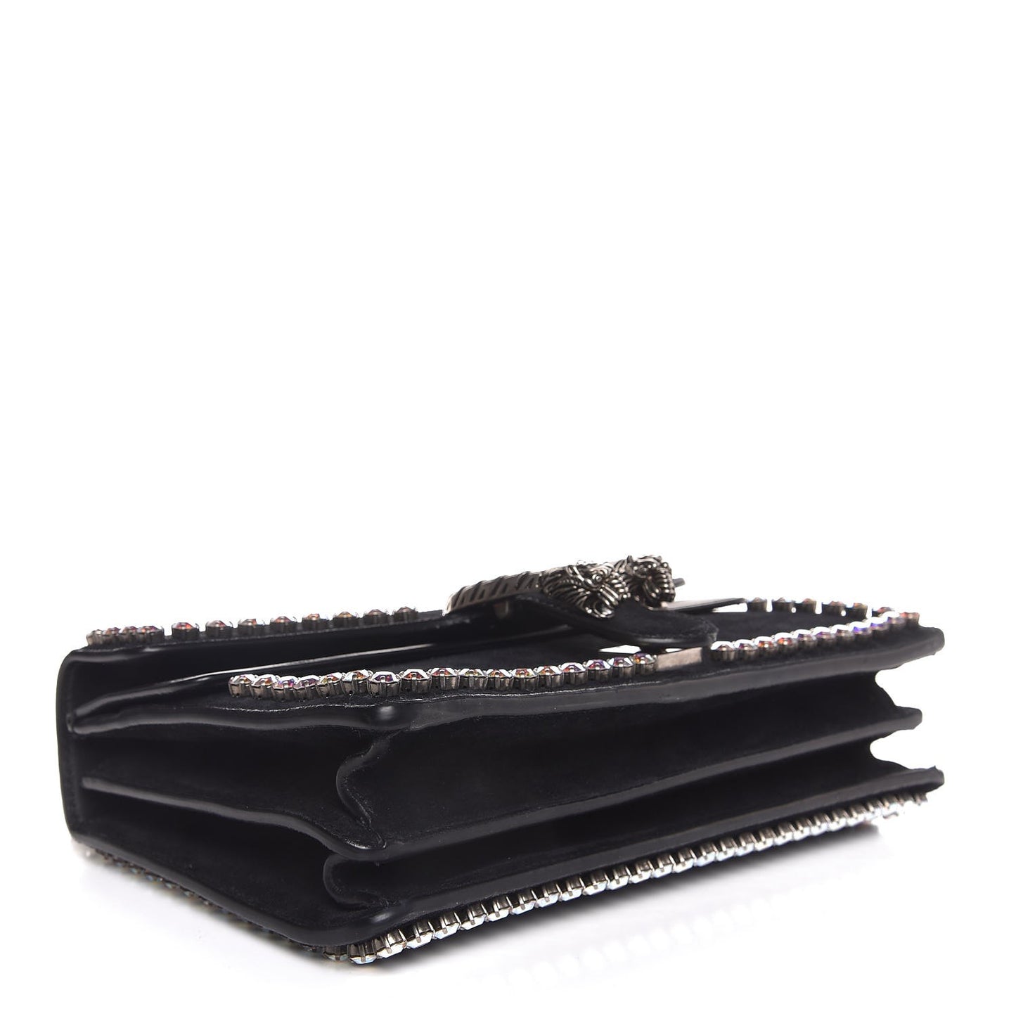 Suede Crystal Small Dionysus Shoulder Bag Black