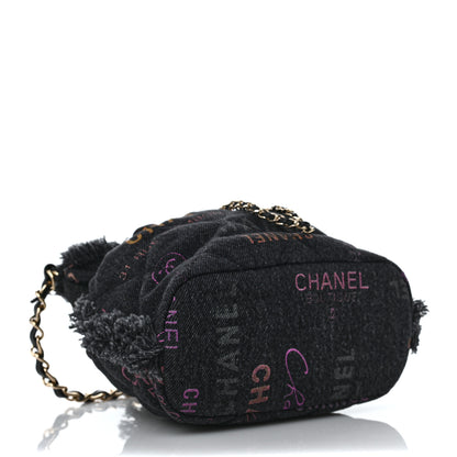 Chanel Denim Quilted Mood Bucket With Chain Black Multicolor 4 of 9