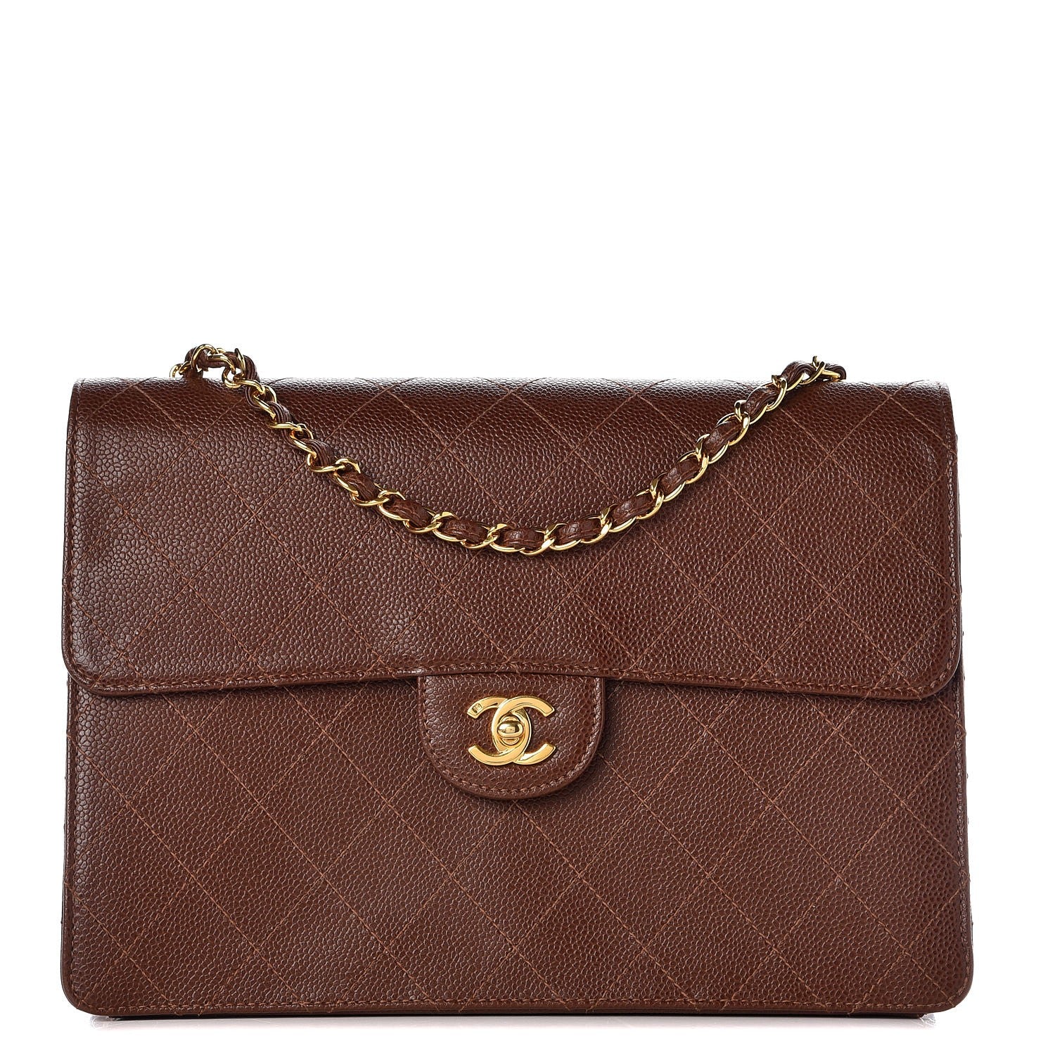 Chanel Caviar Stitch Jumbo Single Flap Brown 1 of 9