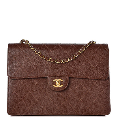Chanel Caviar Stitch Jumbo Single Flap Brown 1 of 9