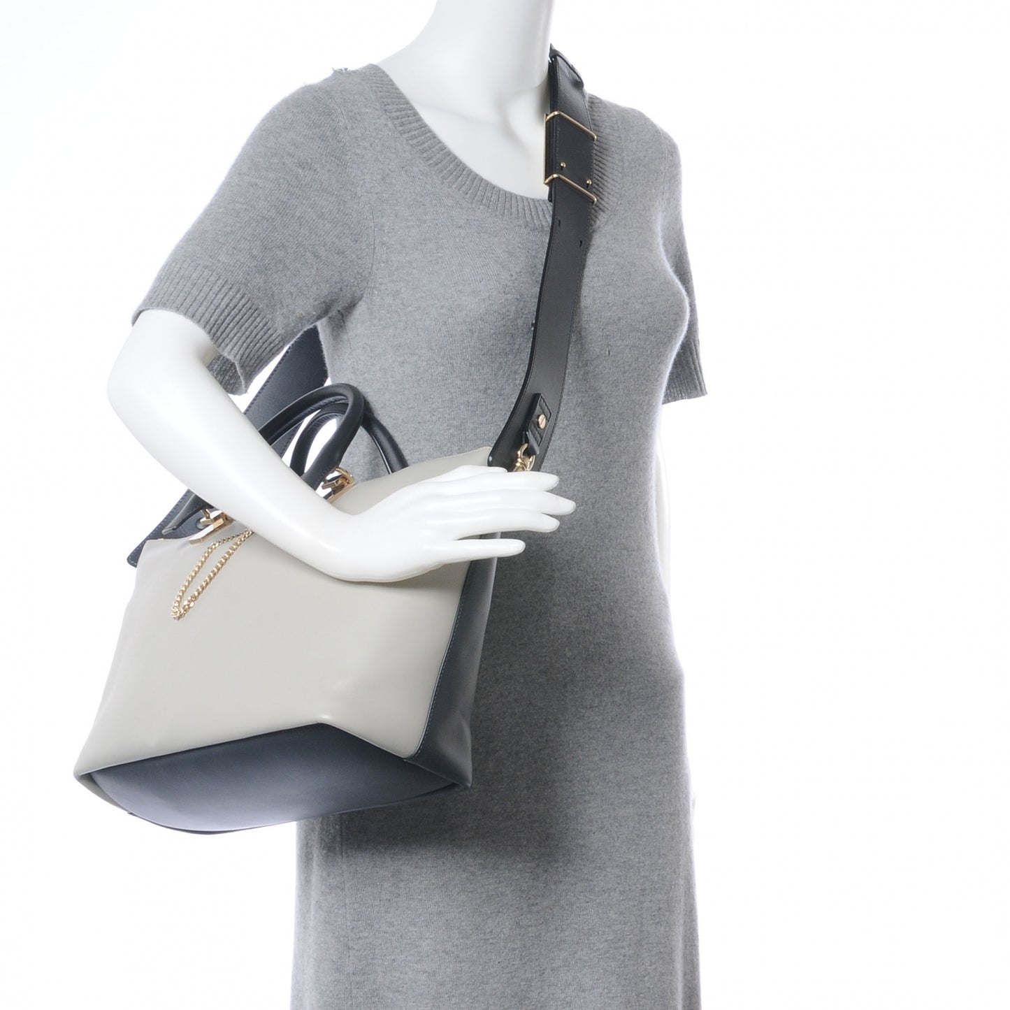 Calfskin Small Baylee Tote Grey Navy