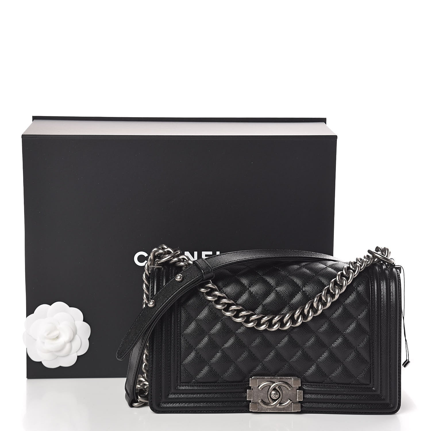 Chanel Caviar Quilted Medium Boy Flap Black 11 of 11