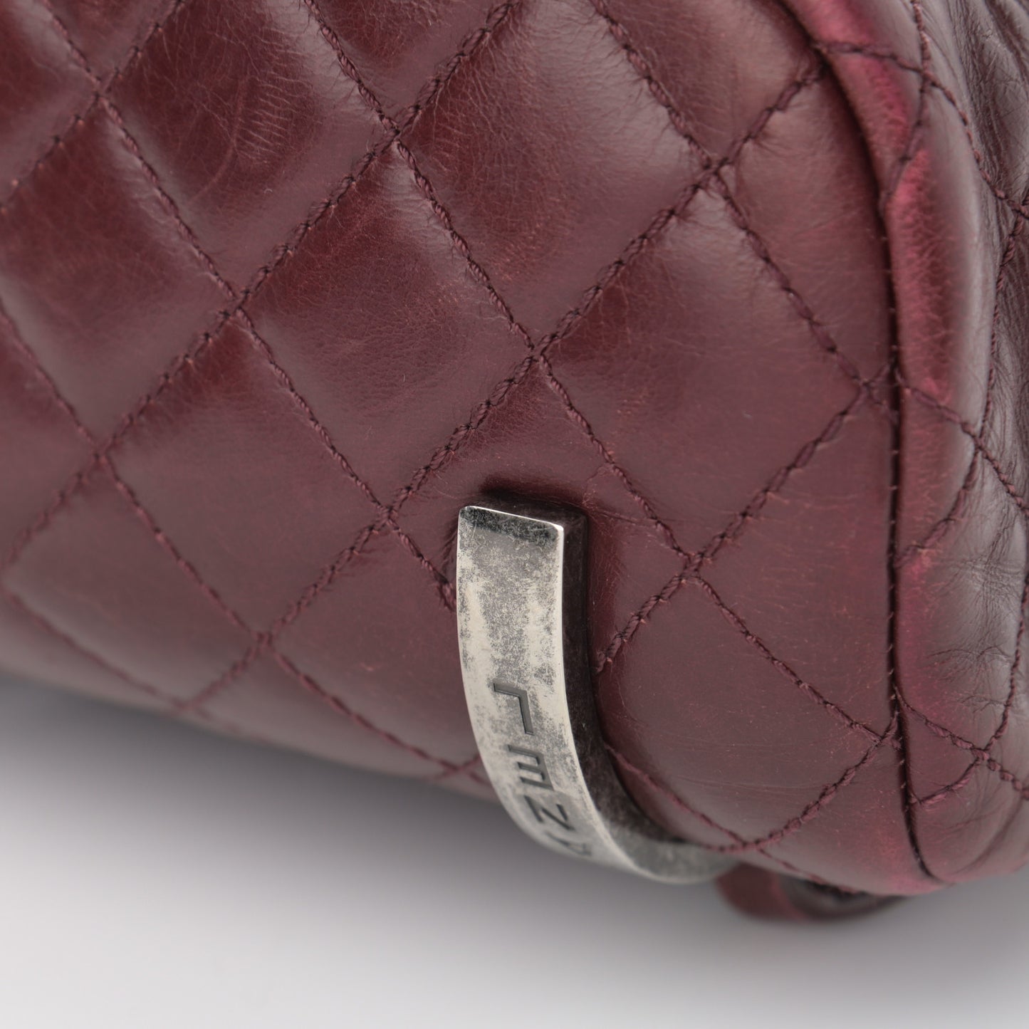 Glazed Calfskin Quilted Small Salzburg Backpack Burgundy