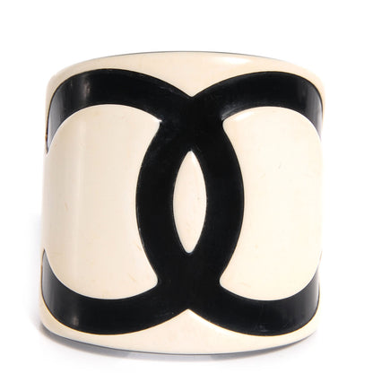 Chanel Resin CC Cuff White Black 1 of 5