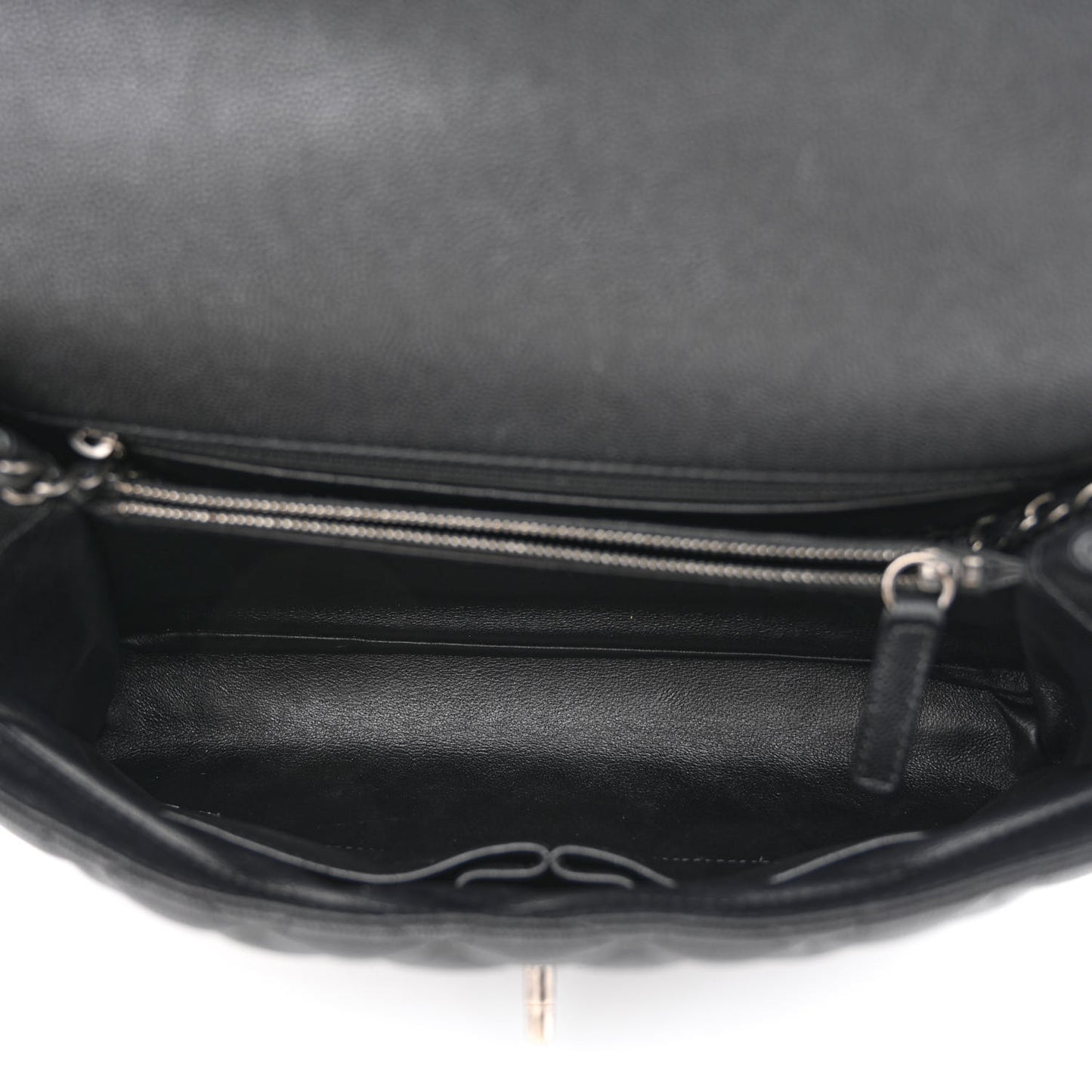 Caviar Lizard Quilted Medium Coco Handle Flap Black