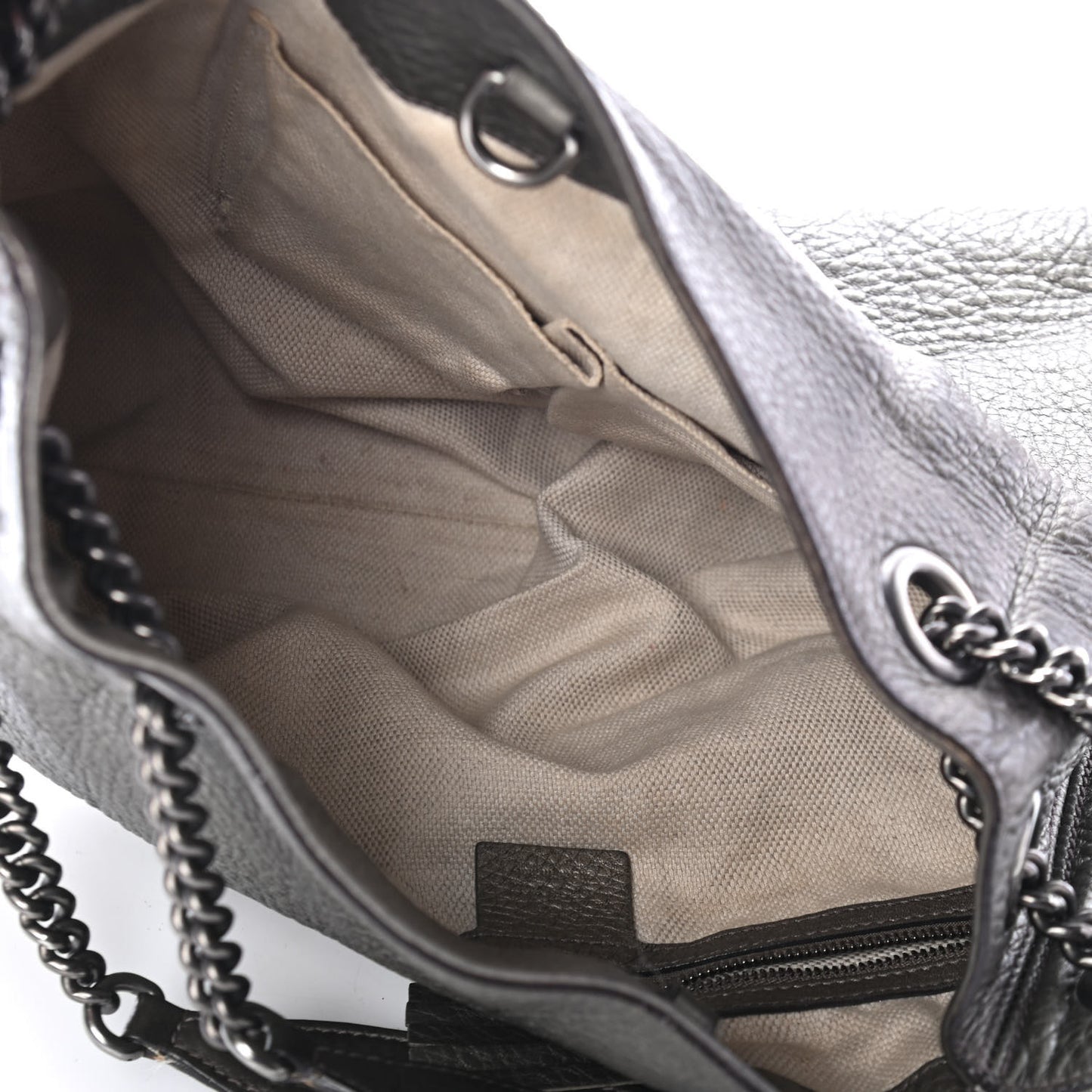 Metallic Pebbled Calfskin Medium Soho Chain Shoulder Bag Sasso