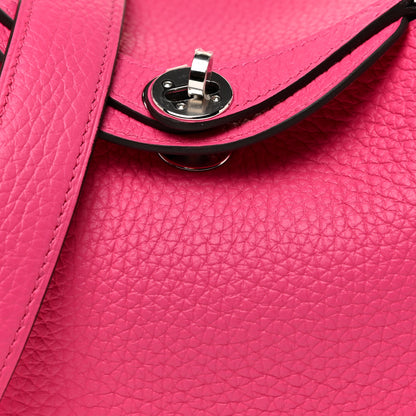 Hermes Taurillon Clemence Mini Lindy 20 Rose Shocking 7 of 11