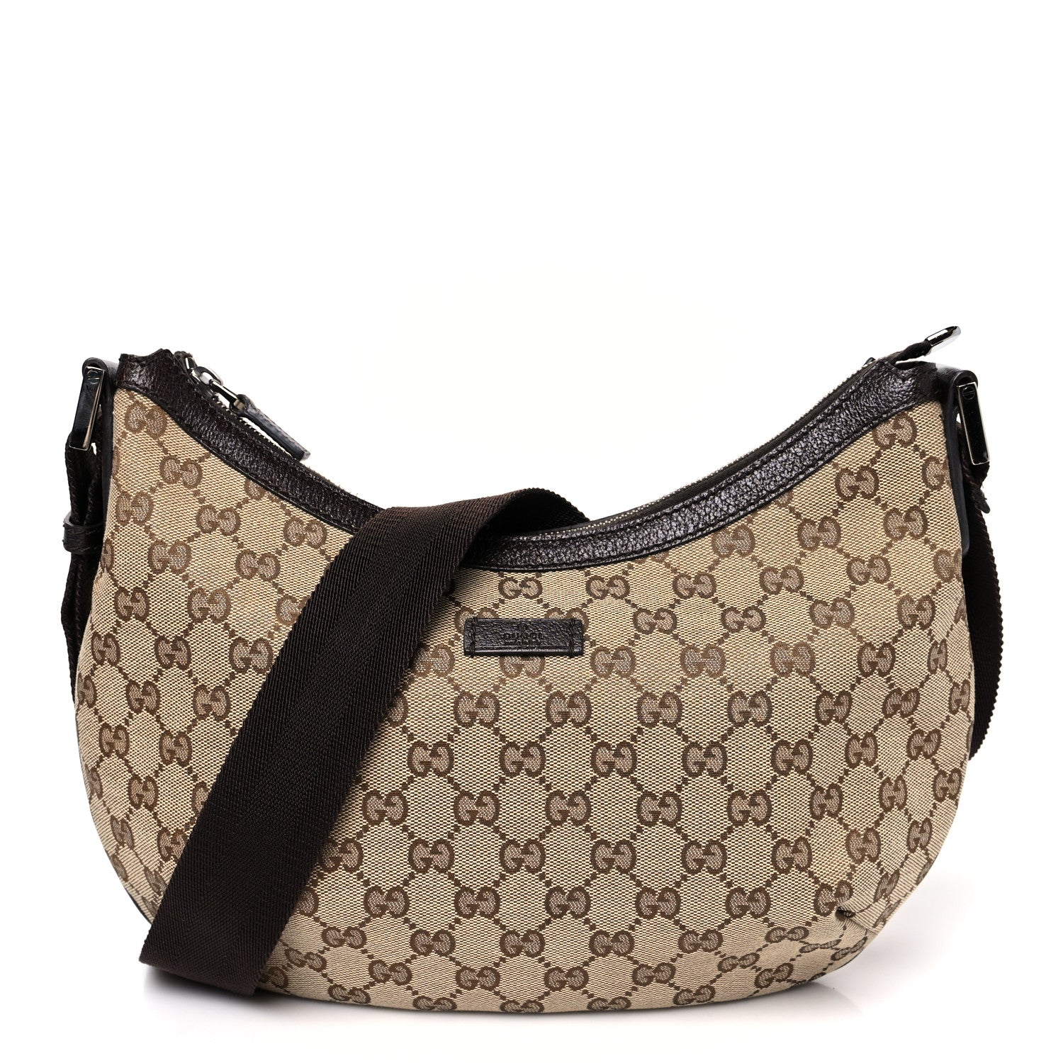 Gucci Monogram Medium Half Moon Hobo Dark Brown 1 of 8