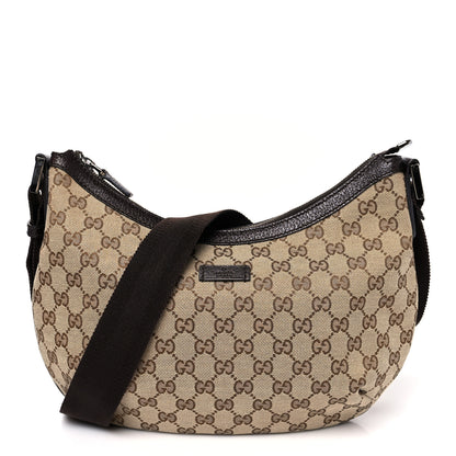 Gucci Monogram Medium Half Moon Hobo Dark Brown 1 of 8