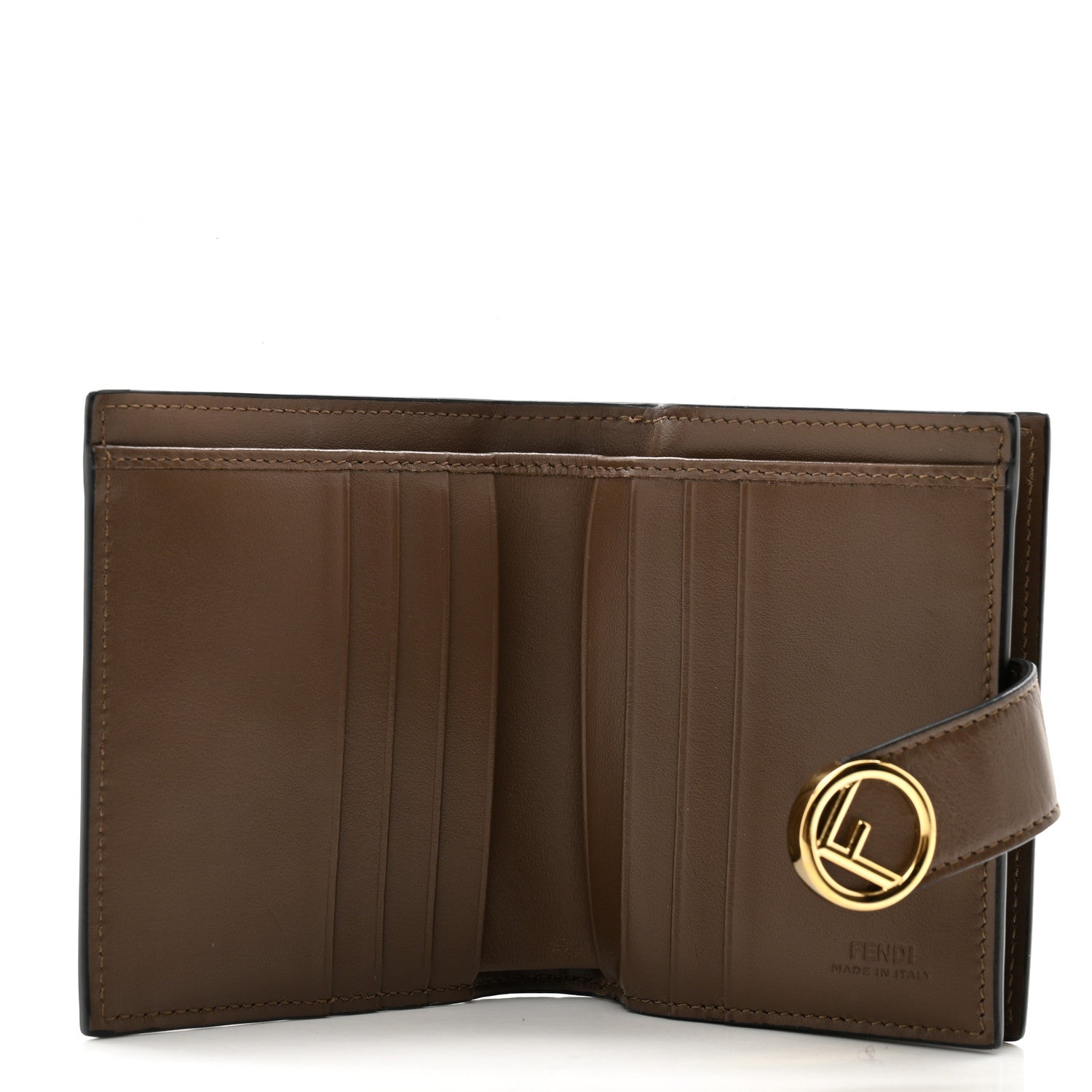 Fendi Vitello Soft F is Fendi Bi-Color FF 1974 Embossed Compact Wallet Maya Black 5 of 8