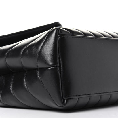 Saint Laurent Calfskin Y Quilted Monogram Small Loulou Chain Satchel Black 10 of 11
