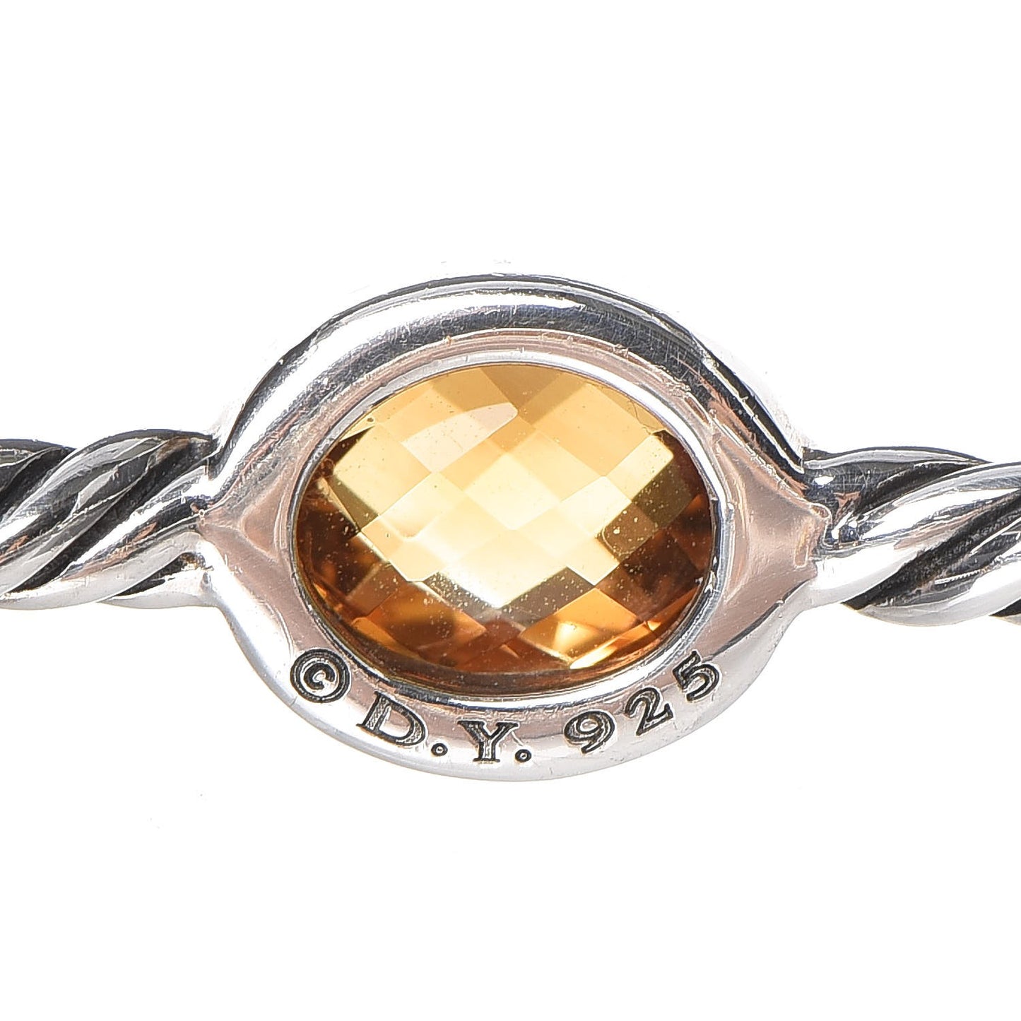 Sterling Silver Citrine Cable Station Bangle