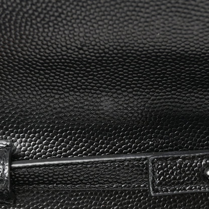 Saint Laurent Grain De Poudre Matelasse Chevron Monogram Monochrome Chain Wallet Black 13 of 14