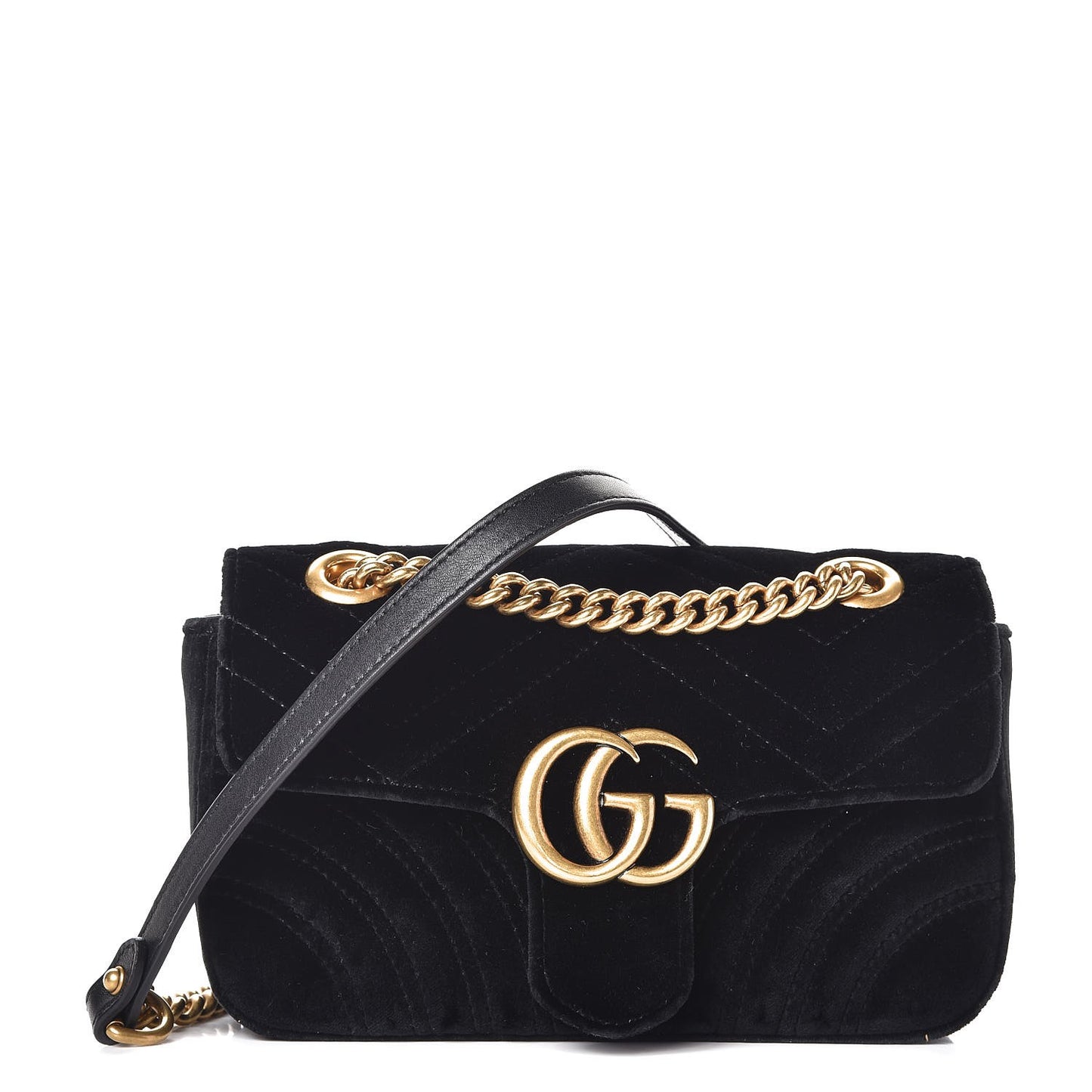 Velvet Matelasse Mini GG Marmont Shoulder Bag Black
