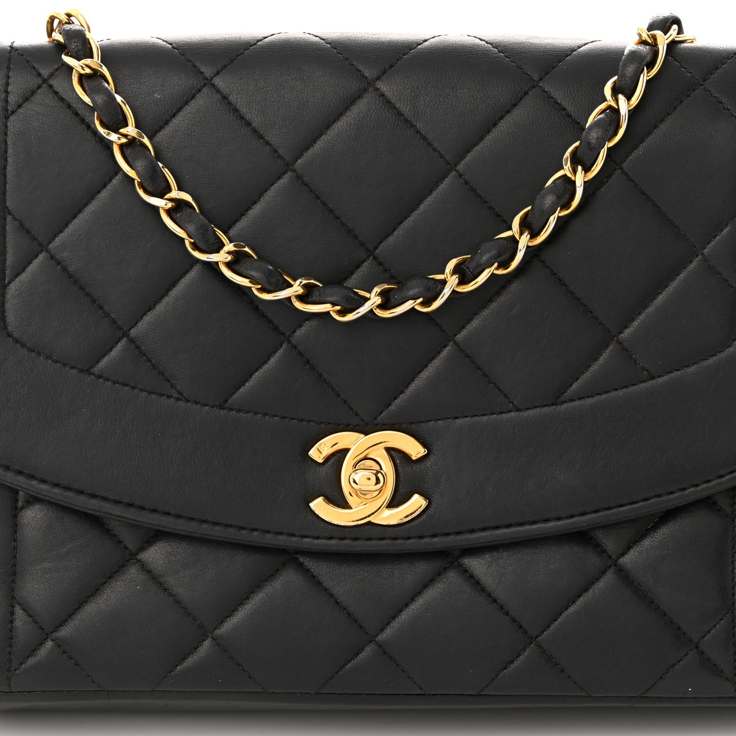 Lambskin Quilted Medium Single Flap Black