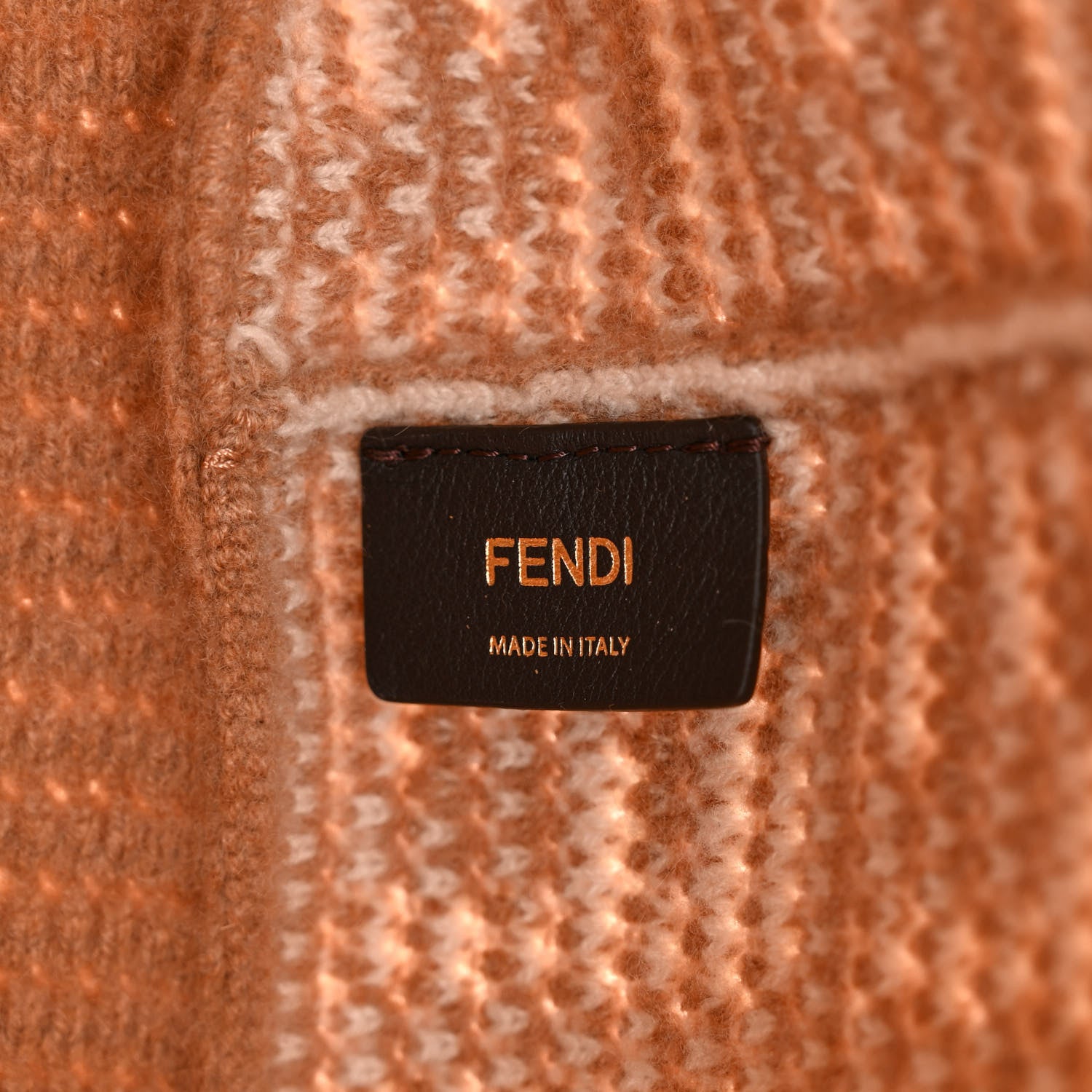 Fendi Cashmere Knit FF Large Shopper Tote Cammello 6 of 13