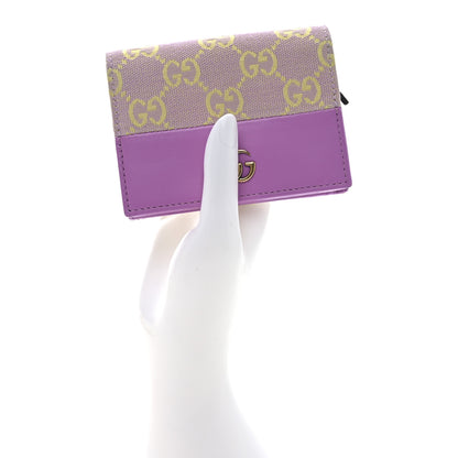 Gucci Moire Calfskin Monogram Bi-Fold Card Case Lilac Yellow 2 of 7