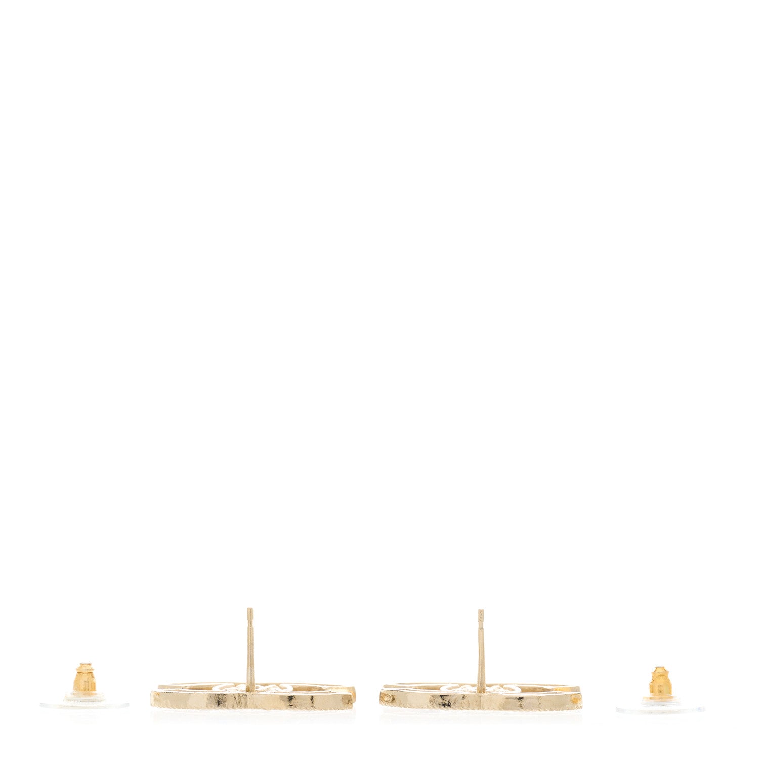 Chanel Pearl Crystal Sparkling Pearls CC Earrings Gold 4 of 6