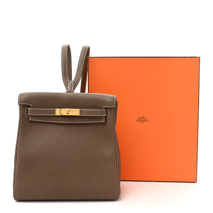 Hermes Taurillon Clemence Kelly Ado Backpack Etoupe 11 of 11