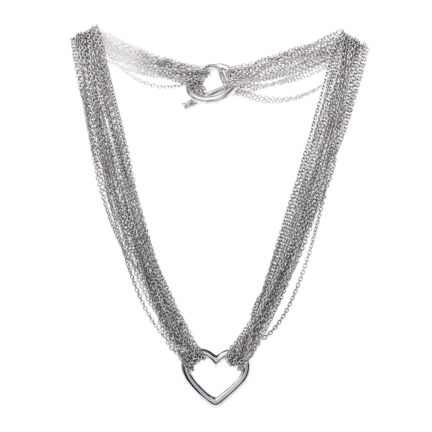 Sterling Silver Heart Multi Chain Toggle Necklace
