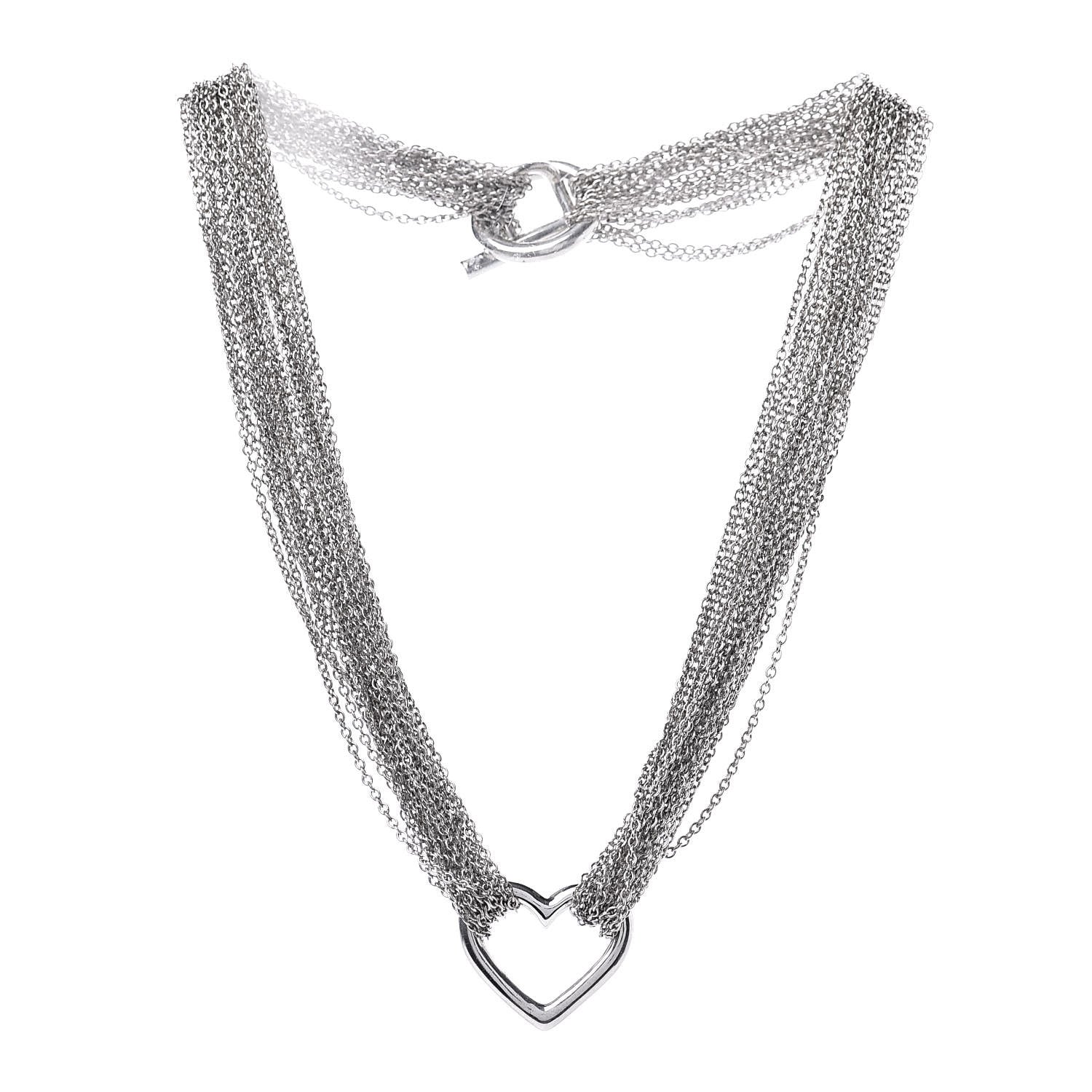 Tiffany Sterling Silver Heart Multi Chain Toggle Necklace 3 of 6