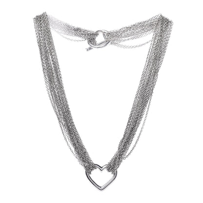 Tiffany Sterling Silver Heart Multi Chain Toggle Necklace 3 of 6