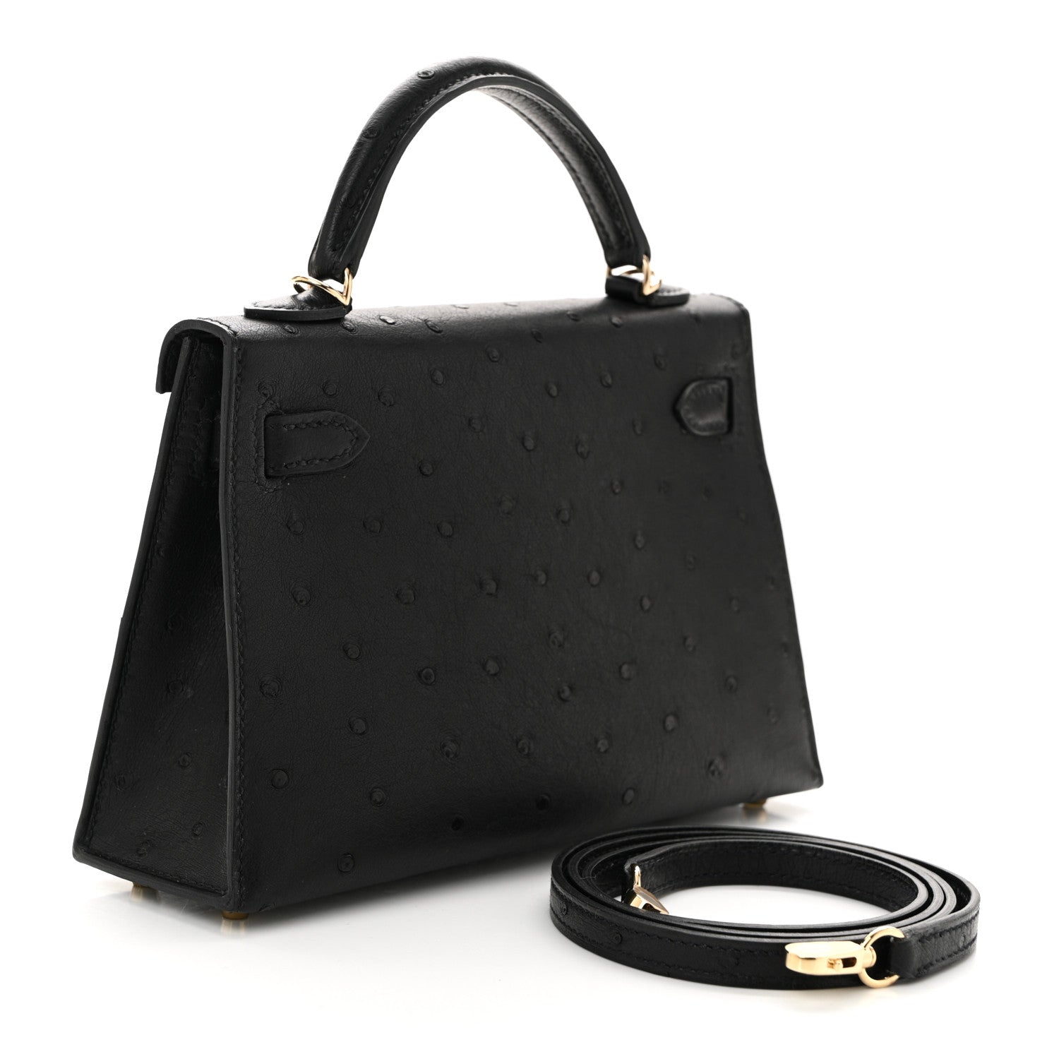 Hermes Ostrich Kelly Sellier Mini 20 Black 3 of 11