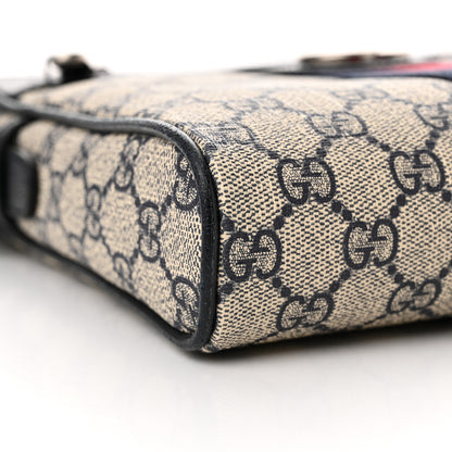 Gucci GG Supreme Monogram Textured Dollar Calfskin Web Small Ophidia Messenger Bag Beige Blue 9 of 10