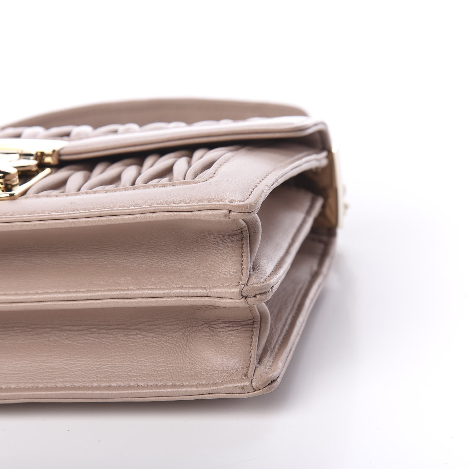 Miu Miu Lambskin Confidential Matelasse Chain Shoulder Bag Cipria 15 of 15