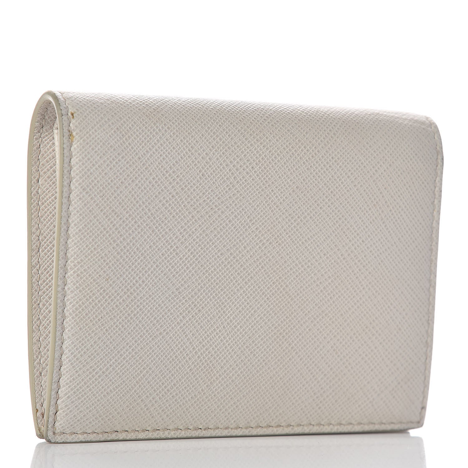 Prada Saffiano Shine Monochrome Bi-Fold Wallet Talco 3 of 12