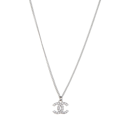 Chanel Crystal Timeless CC Necklace Silver 1 of 5