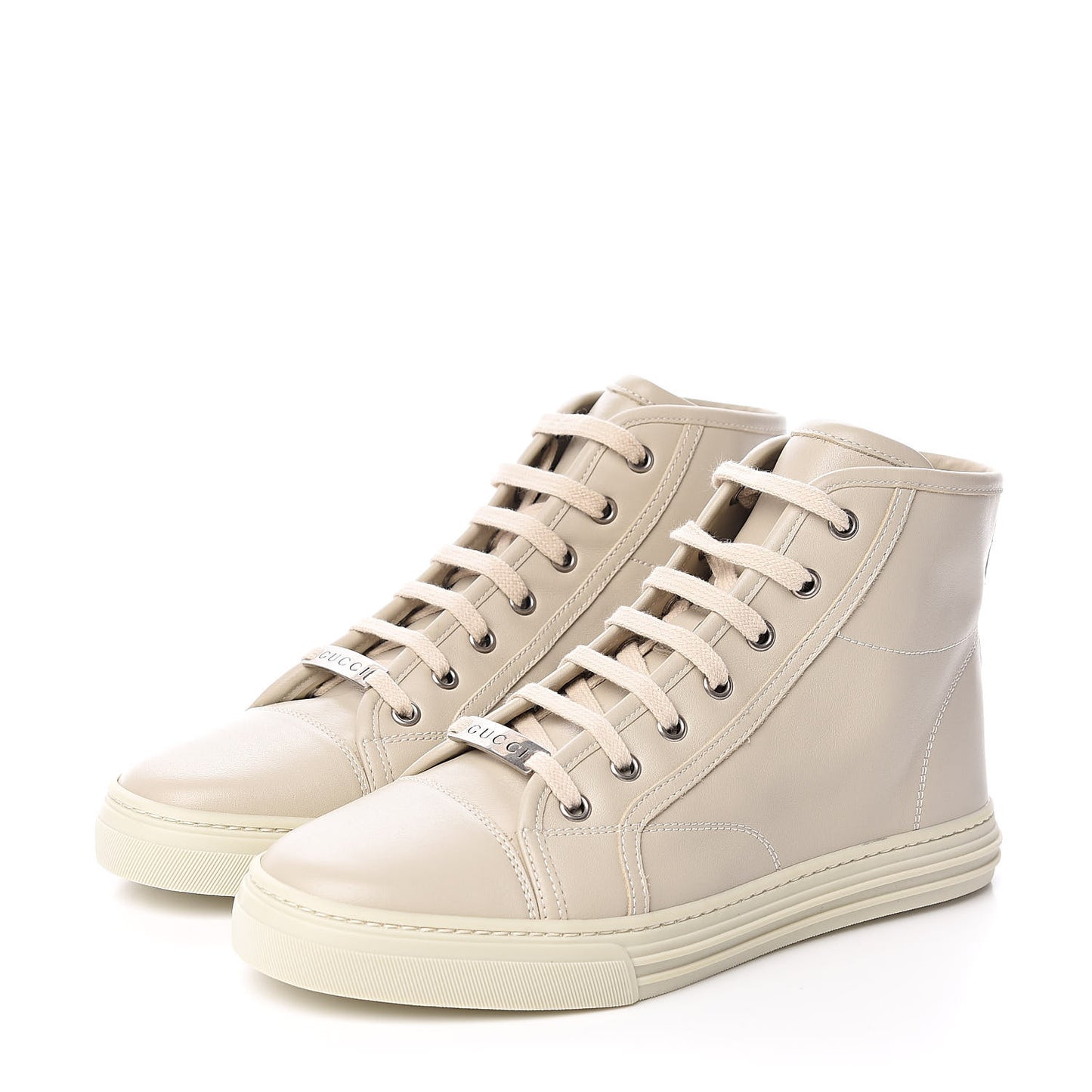 Calfskin Womens High Top Sneakers 37.5 Mystic White
