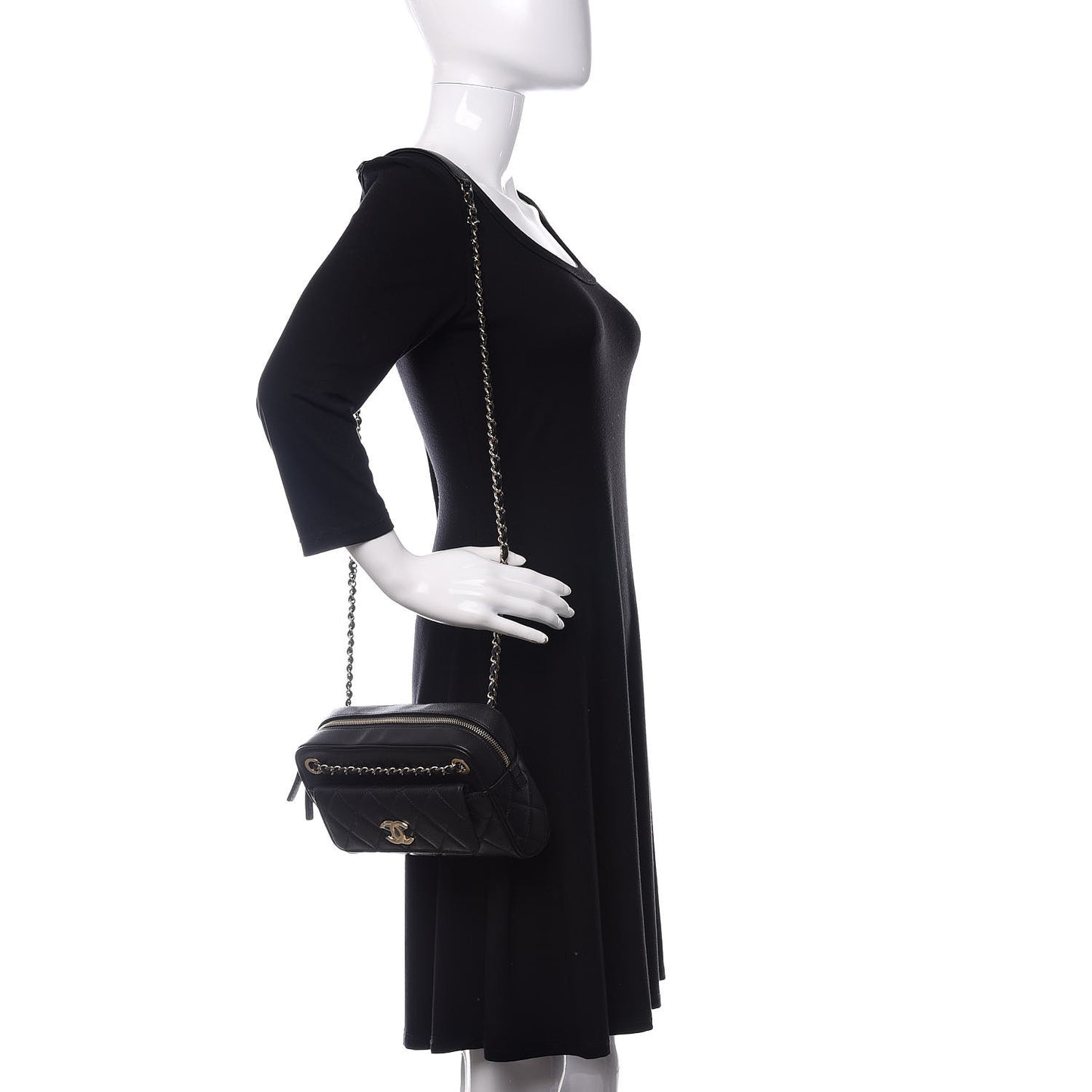 Caviar Quilted Small In & Out Camera Case Black