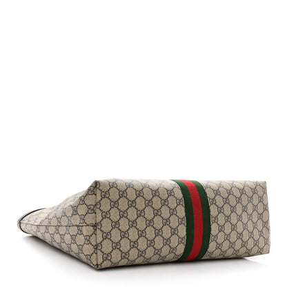 Gucci GG Supreme Monogram Textured Calfskin Web Medium Ophidia Shopping Tote Beige Ebony New Acero 4 of 10