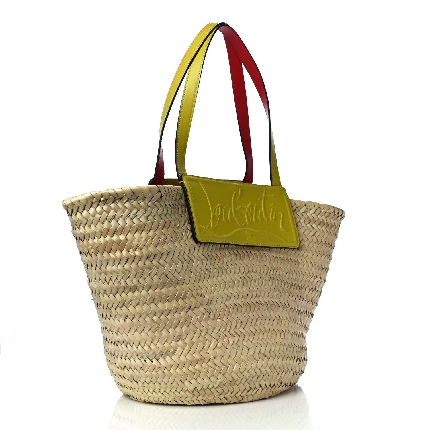 Christian Louboutin Woven Straw Loubishore Tote Yellow 3 of 8