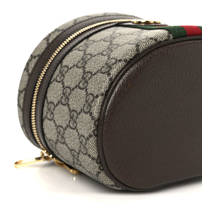 Gucci GG Supreme Monogram Textured Calfskin Web Ophidia Vanity Cosmetic Case Beige Ebony New Acero 10 of 11