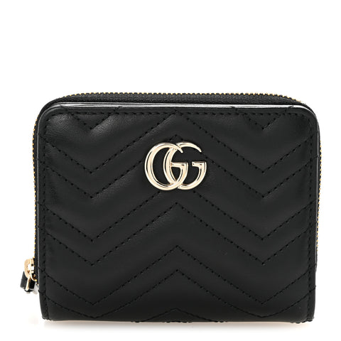 Calfskin Matelasse GG Marmont Compact Wallet Black