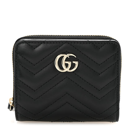 Gucci Calfskin Matelasse GG Marmont Compact Wallet Black 1 of 10
