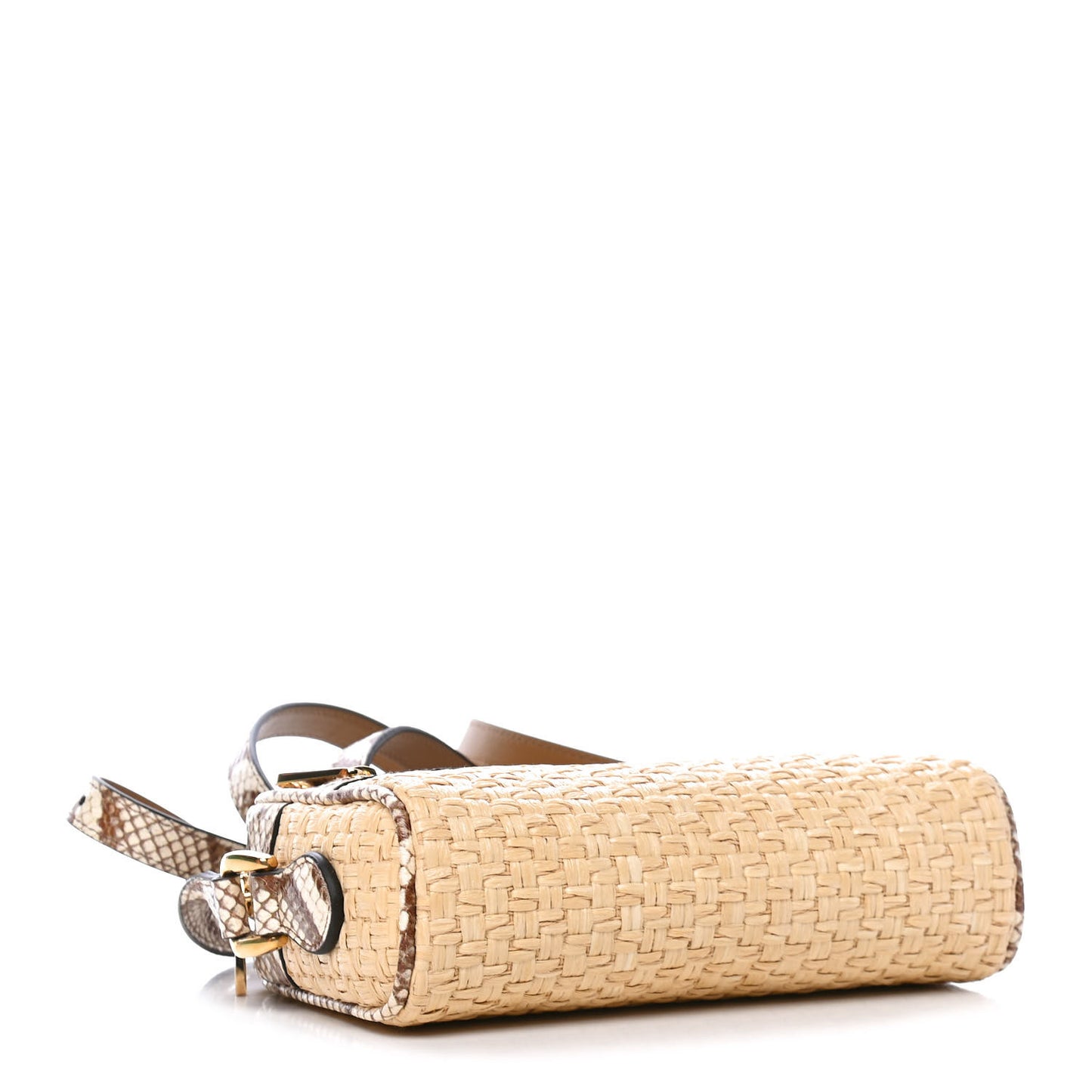 Raffia Elaphe Mini Ophidia Shoulder Bag Natural Cream Brown