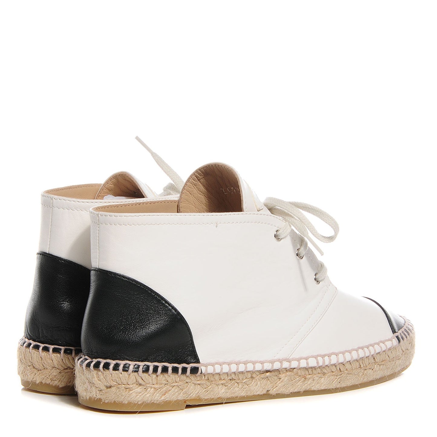 Lambskin Cap Toe Lace Up Espadrilles 39 White Black